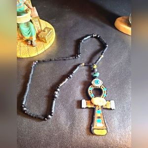 Men Wood Ankh all seeing eye necklace necklace
